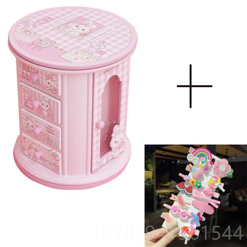 正品儿童节子首饰盒木孩质凯蒂手品纳盒抽屉收高级珠宝盒旋转饰饰