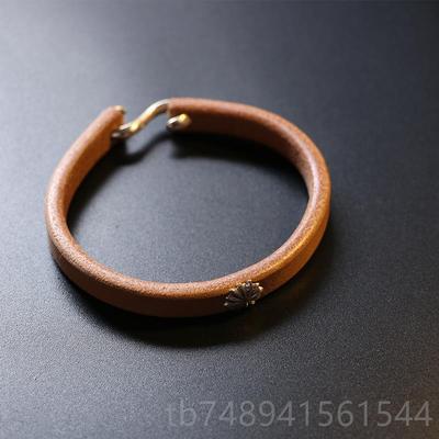 正品一休高桥吾郎鞣进2日本枥木鞍革植革95纯银口钩皮手环手镯