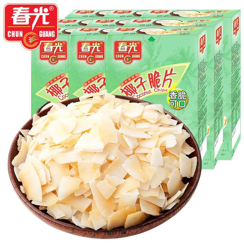 海南特产春光椰子脆片鲜榨原味香脆椰子片60g&times;10盒果干 干零食食