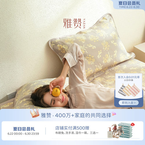 雅赞枕套成人单只100%全棉四季通用柔软亲肤透气枕芯套六层纱布