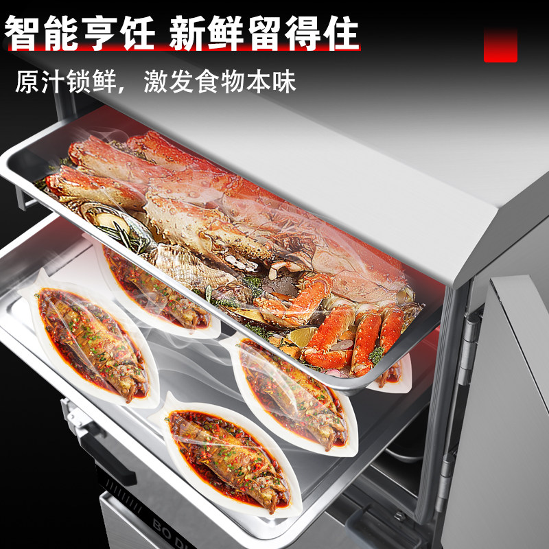 商用三门海鲜蒸柜全自动分层蒸箱双门蒸饭柜大型燃气蒸炉电热蒸车