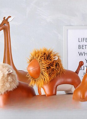 精选台湾zuny动物皮质书档大象狮子河马 长颈鹿摆件圣诞节元旦礼