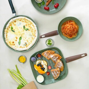 精选意大利进口TVS小绿锅不粘锅家用炒锅平底锅电磁炉燃气灶通用