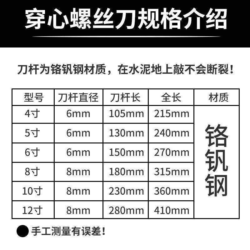 工业级穿心通心螺丝刀可敲击6寸8寸10寸强磁十字一字改锥长杆批头