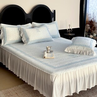 精选罗兰禧约法式A类夏季凉席床裙款三件套冰丝席凉感空调席可折