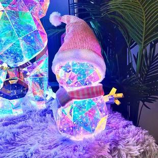 饰品儿童生日礼物幻彩发光音乐盒玩具女生氛围灯 圣诞节雪人摆件装