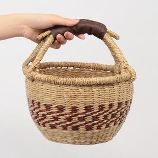 素ins风装 oakliving海草手工编织篮越南进口非洲元 饰买菜野餐收纳