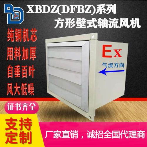 防爆方形壁式轴流风机XBDZ(DFBZ)带自垂铝合金百叶工业壁装排风机