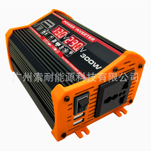 跨境12V汽车逆变器300W转110V 220V双USB 带电压显示car inverter