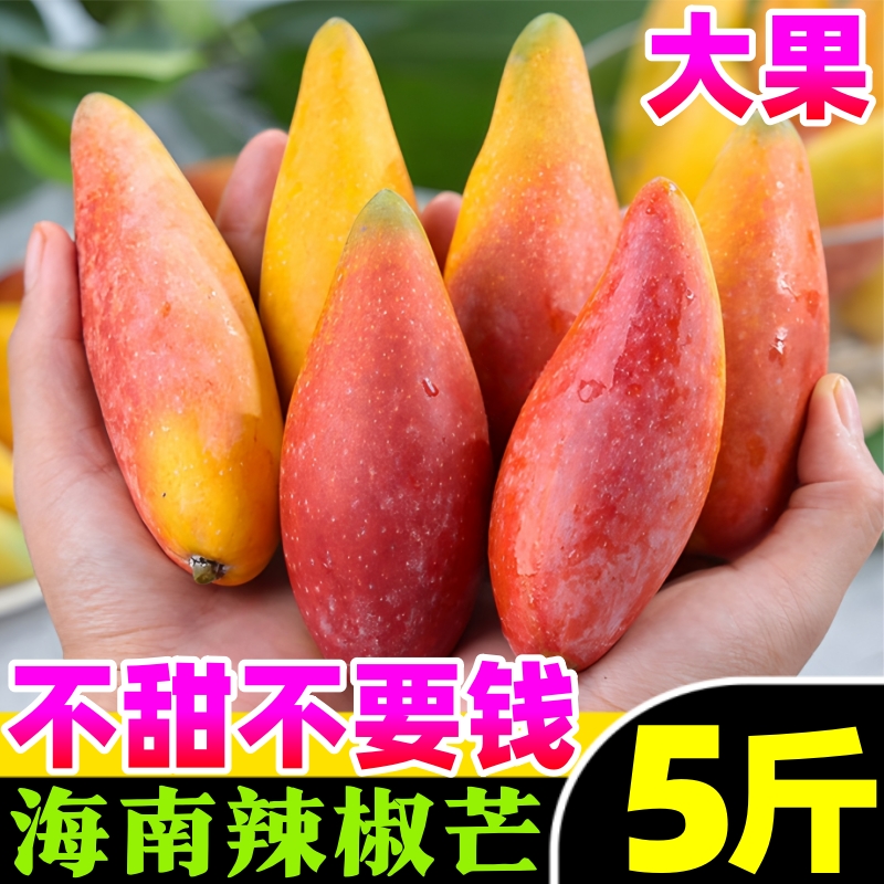 海南辣椒芒果5斤整箱新鲜水果当季树上熟金玉贵妃青煌台牙签芒果