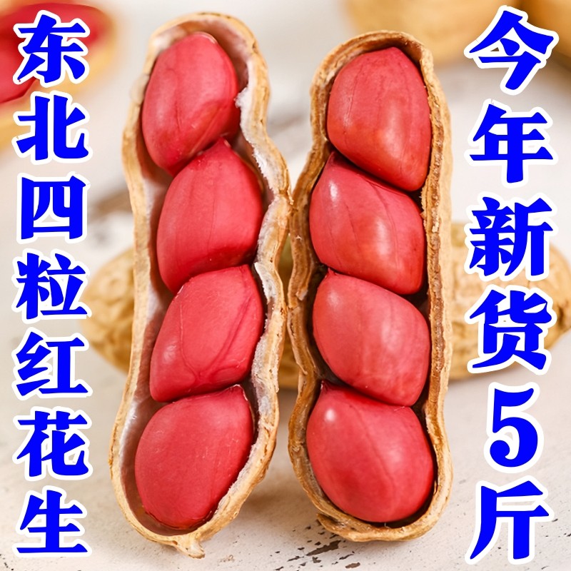 2025年新鲜四粒红皮花生农家自种晒干生花生带壳花生米仁原味种子,水产肉类/新鲜蔬果/熟食,新鲜花生,淘宝优惠券,粉丝福利购,淘宝优惠卷