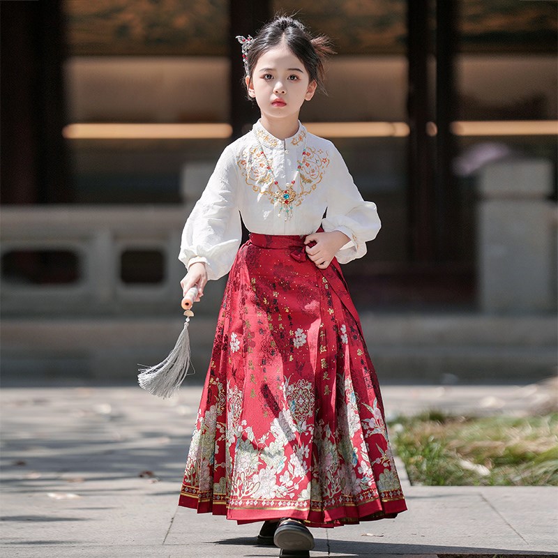 马面裙女童新中式儿童汉服古装2024新款童装国风唐装女孩古风套装