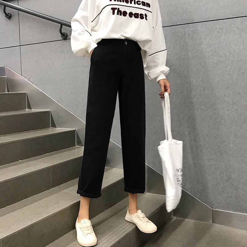 大码牛仔裤女胖妹妹mm宽松显瘦直筒九分阔腿裤微胖女孩穿搭春季潮