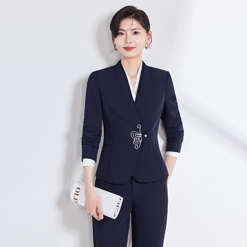 黑色西装外套女春秋职业气质休闲新中式国风连衣裙工作服西服套装