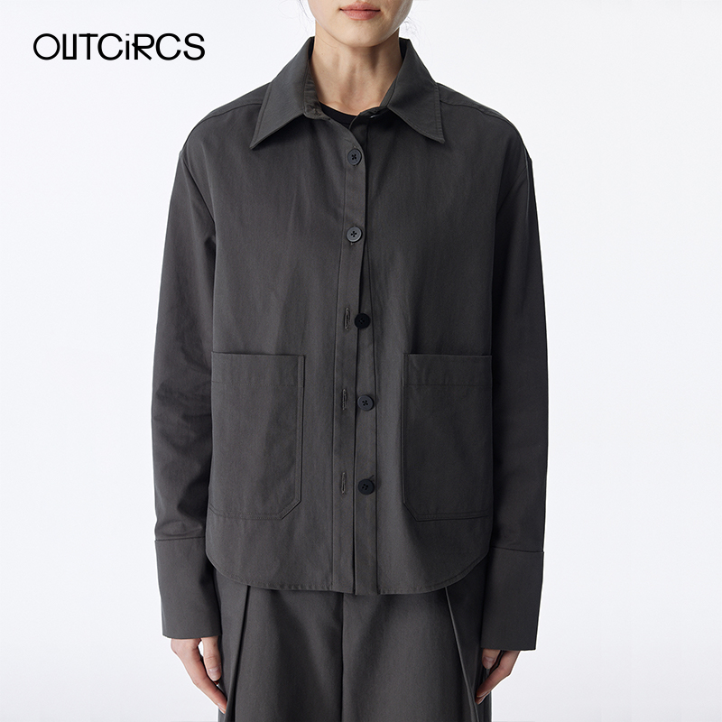 OUCTiRCS雾化面贴袋衬衫领外套