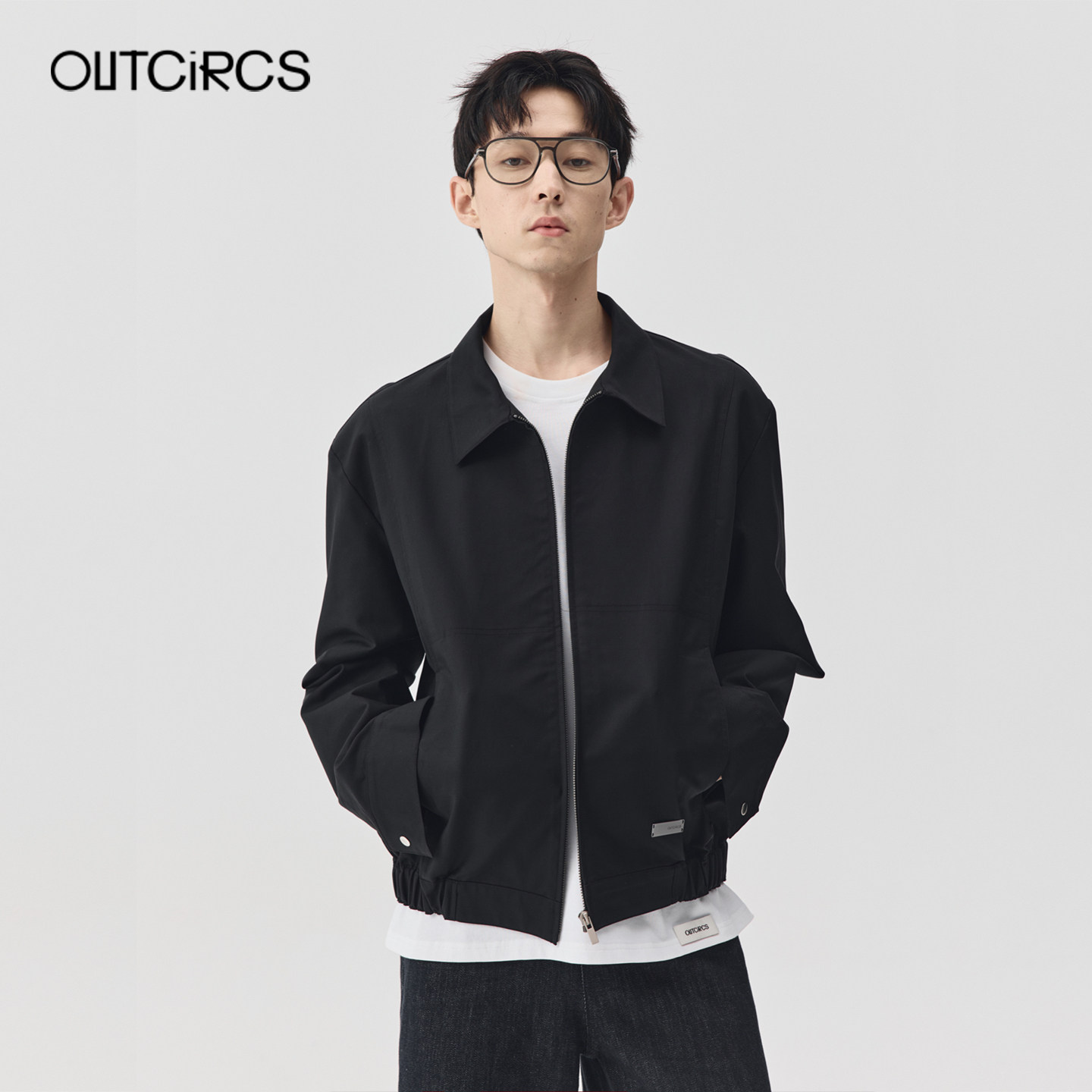 OUTCiRCS26春新款经典男生翻领宽松挺阔夹克哈灵顿夹克外套