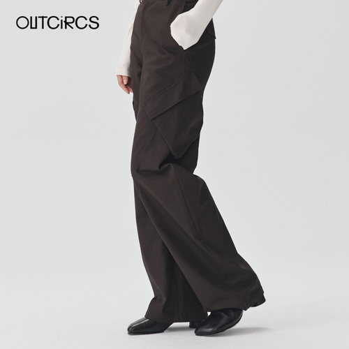OUTCiRCS女款弧线拼接工装裤