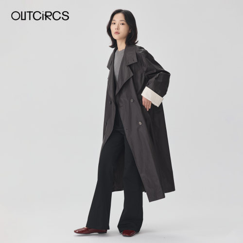 OUTCiRCS秋季涂层折边风衣女
