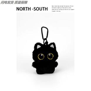 可爱围巾小黑猫礼物包情侣公仔毛绒玩偶钥匙扣手机链背包挂件男生