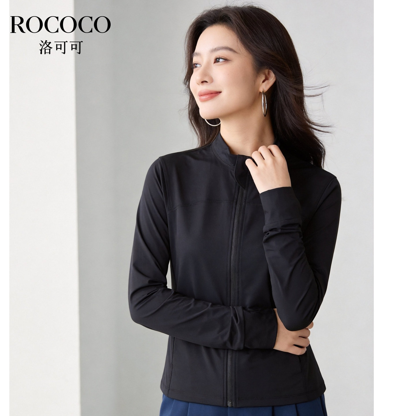 ROCOCO/洛可可时尚立领拉链防晒服女夏短款修身显瘦短款外套