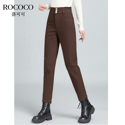 ROCOCO/洛可可高腰牛仔裤女2025秋新款时尚百搭修身显瘦小脚裤子