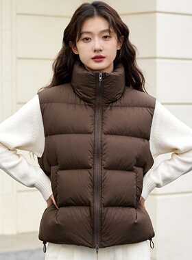 ROCOCO/洛可可立领羽绒马甲女简约百搭绗缝保暖休闲秋冬无袖外套