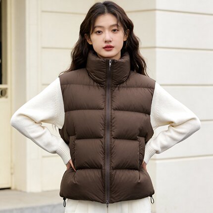 ROCOCO/洛可可立领羽绒马甲女简约百搭绗缝保暖休闲秋冬无袖外套