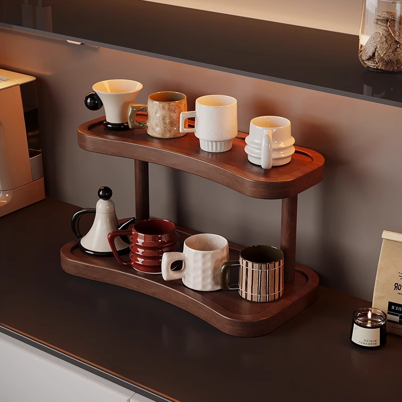 桌面置物架餐咖啡杯茶具桌上小型杯架桌台面工位水杯化妆品收纳架