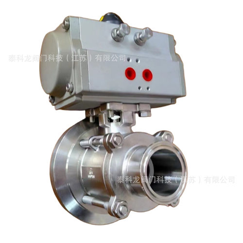 Q621F气动不锈钢 304  卡盘 法兰式 罐底部放料球阀