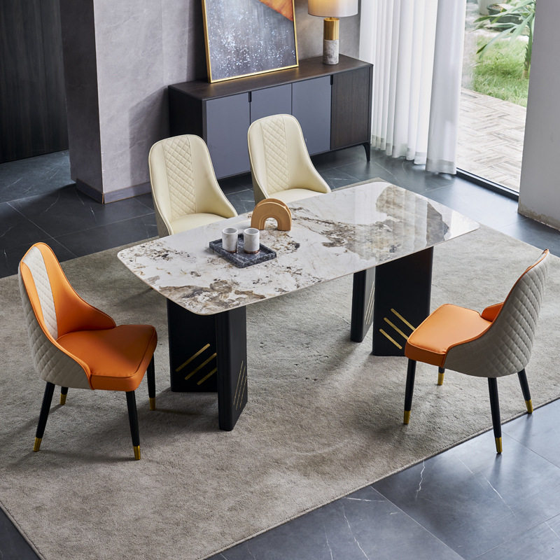 意式岩板餐桌现代简约长方形吃饭桌小户型高端轻奢设计师网红餐桌