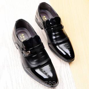 高档款皮鞋英男无带伦尖头韩版青年春季新潮鞋套脚鞋商务