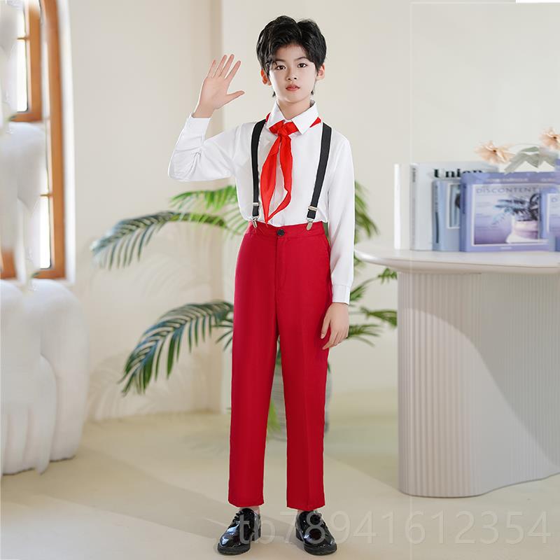 高档新款儿童大合唱服男女校生园背长短裙中带小学诗歌朗诵舞蹈演