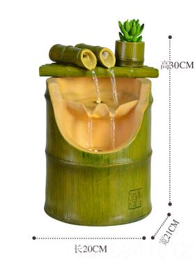 高档子喷竹泉风流水摆件循环水办客厅公桌面招财水轮装饰开店开业