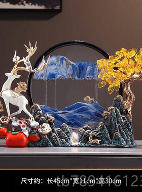 高档柿柿如沙意招财鹿流玄画摆件家客厅关装饰品办公室乔迁开居业