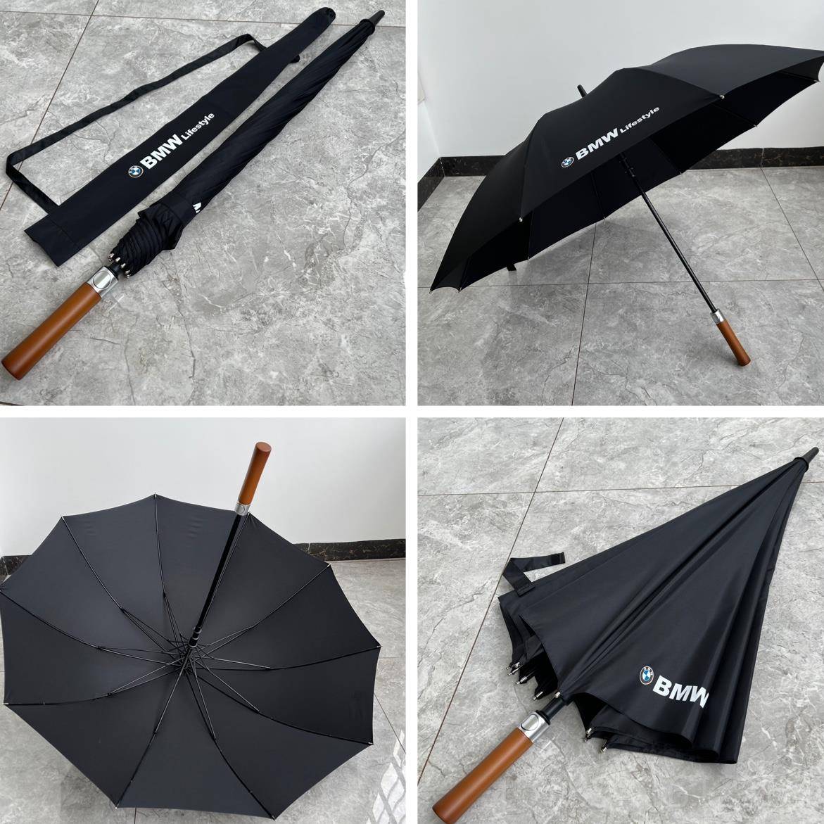 高档奔驰自动晴胶折叠雨伞4S定制广告LOG黑O礼品伞大号双人全长柄