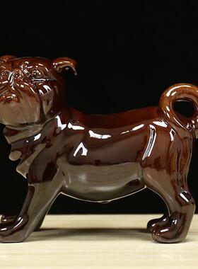 高档陶瓷狗摆件生肖狗可爱艺客品厅办室公工家居饰品