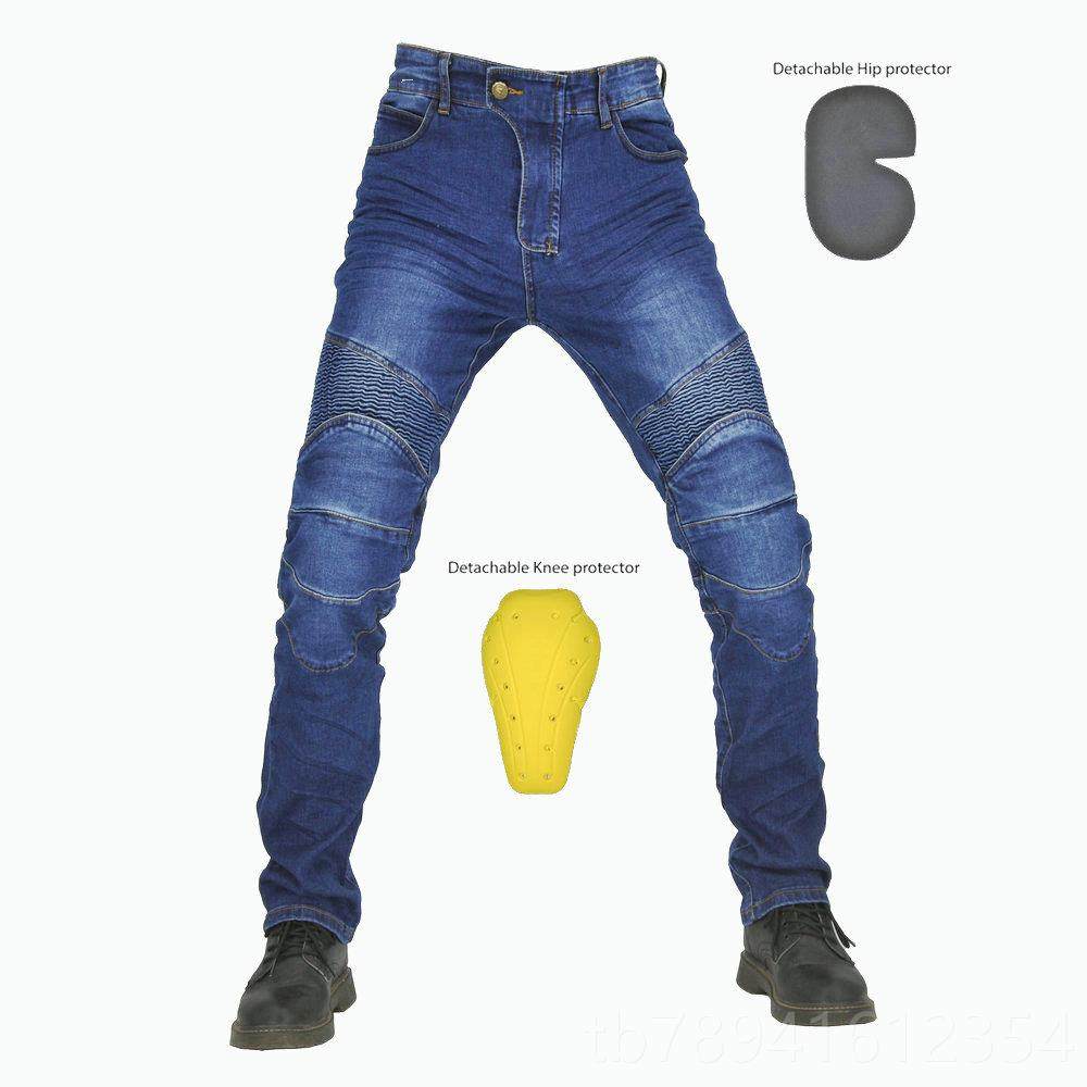 高档防包邮K牌车休赛车闲直筒牛仔裤摔裤越野摩托车骑行弹力裤机