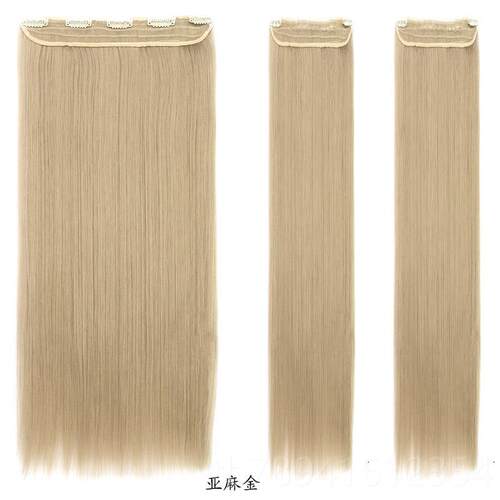 高档片三发式假发片长直奶茶灰无痕隐形接片一片式短发发接长发