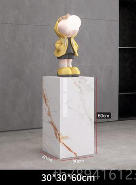 高档客厅玄关竖高岩板立电柱展示台视件柜座落地装饰品大理石摆底