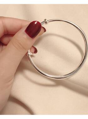 高档足银9999光圈银手镯银女纯实心拉镯子手环简约清新气推礼质物