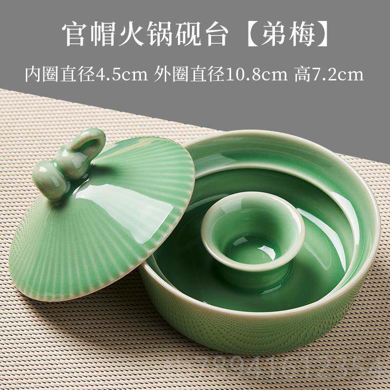 高档庆学堂带火砚陶瓷多功能墨池墨蝶笔架笔锅山搁笔洗缸保湿不干图片