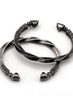 高档蒙战镯硬汉复古个环性纯银手镯男古款手手链潮男民族风送风男