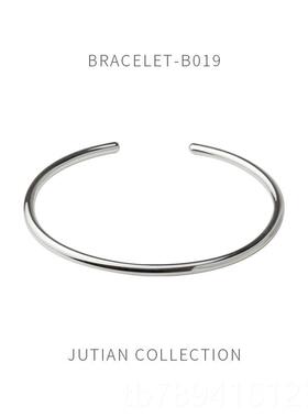 高档JUTsIAN 纯手女in潮 简约冷淡风光镯面基本款气质百搭银饰礼