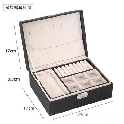 高档带珠宝国首饰层锁盒公主欧式韩木质饰品盒耳环耳钉简约双收纳