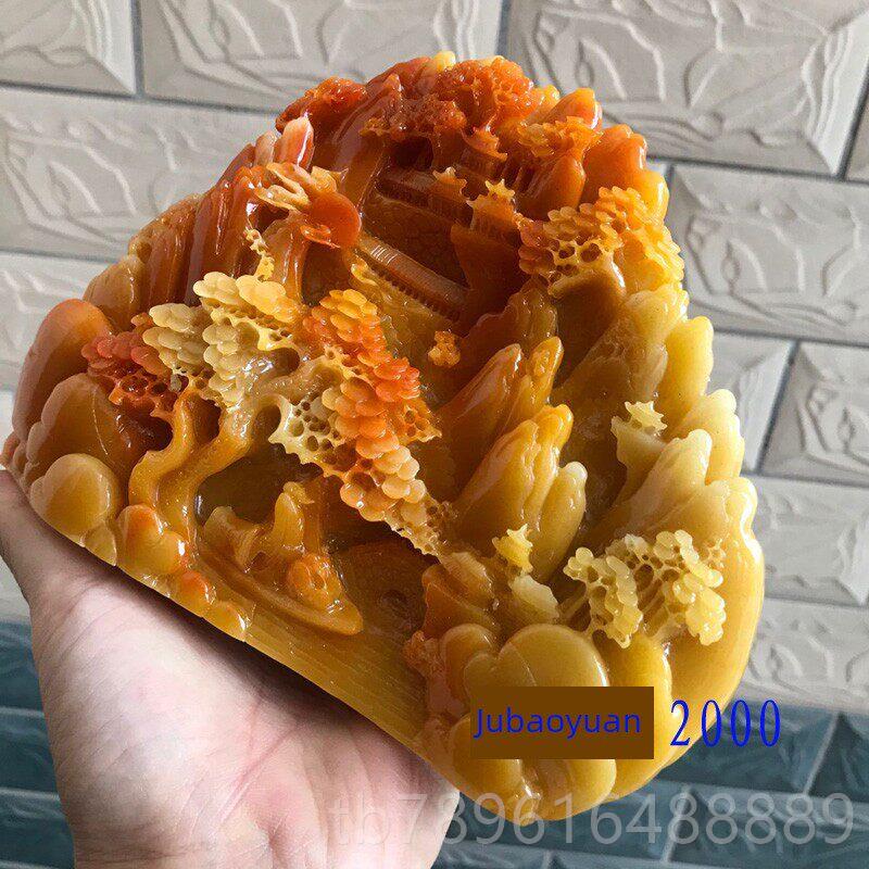 高档天然客寿山石山水工摆艺品摆件玉刻石田黄石黄龙玉雕件厅家居图片