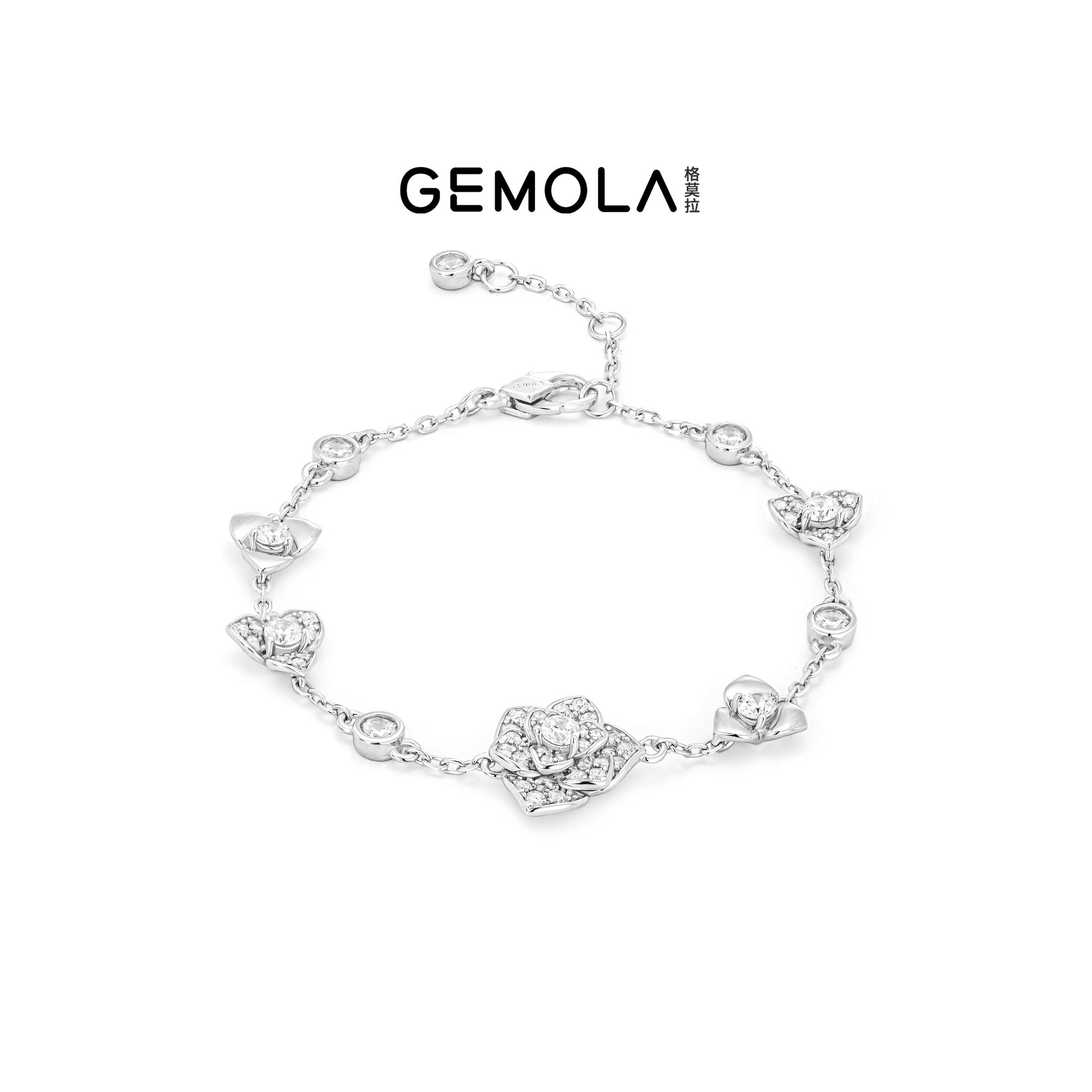 GEMOLA格莫拉 叛逆千金风甜酷原创设计气质时尚花朵白手链