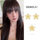 GEMOLA格莫拉 叛逆千金风甜酷原创设计闪耀黄钻星星锁骨项链耳钉