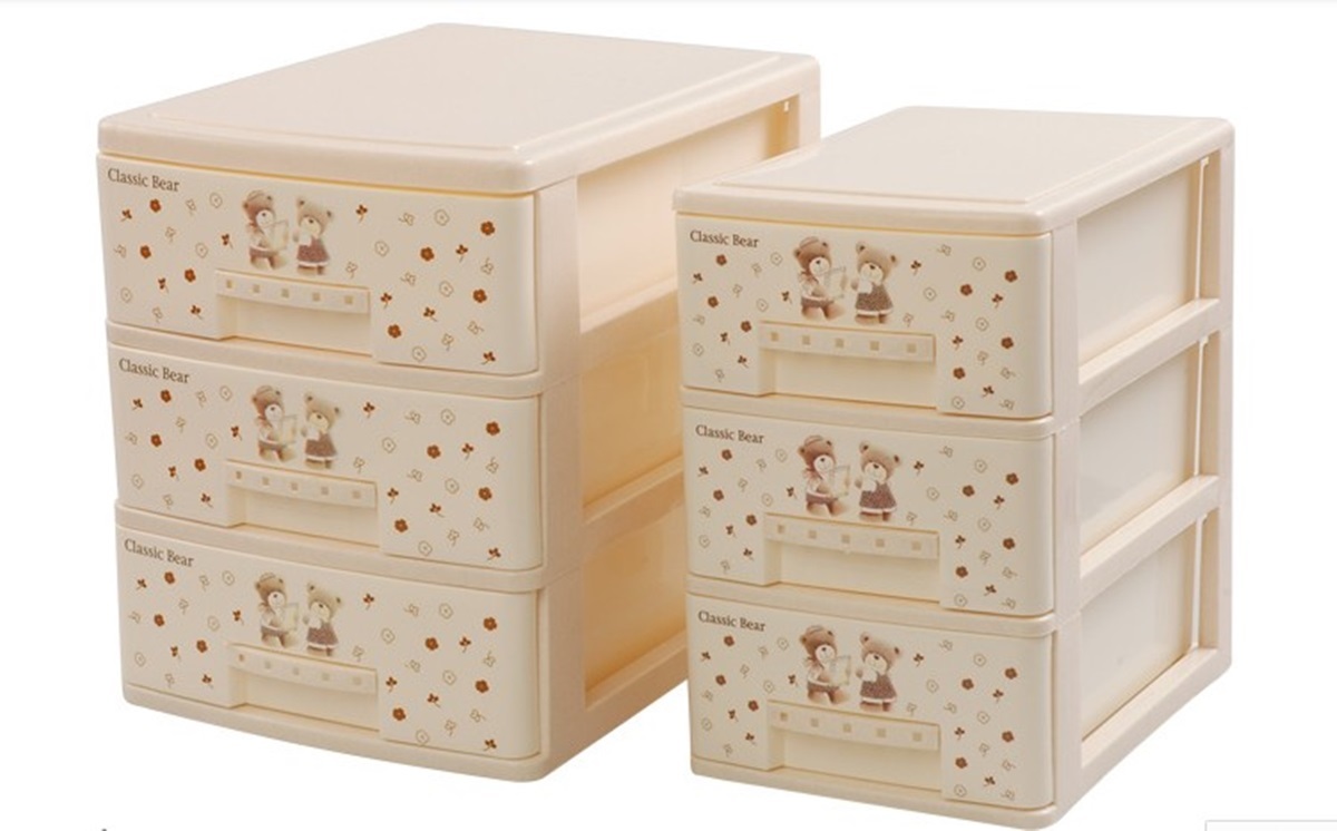 小熊三层塑料收纳柜小号中号