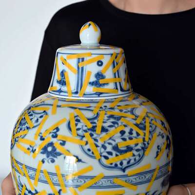 占领梅瓶青花瓷花瓶陶瓷鲜花干花客厅插花装饰花器高级感轻奢落地