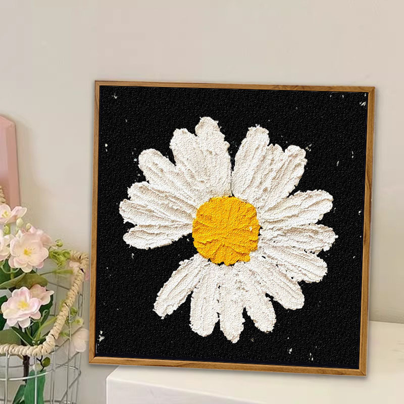 权志龙雏菊石英砂肌理画DIY高级